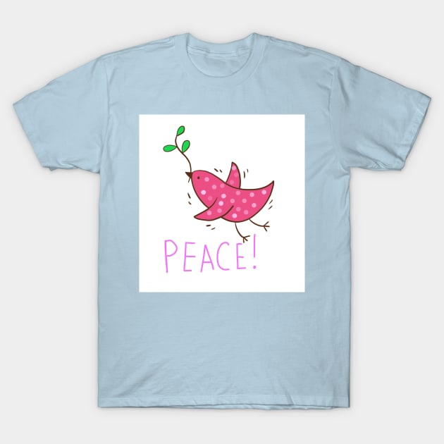 Illustration of dove , red bird . No war T-Shirt by sonaart